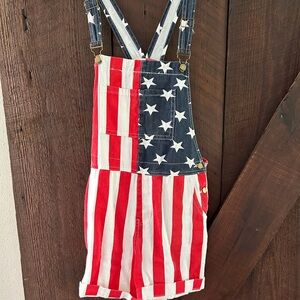 Patriotic red white & blue overalls